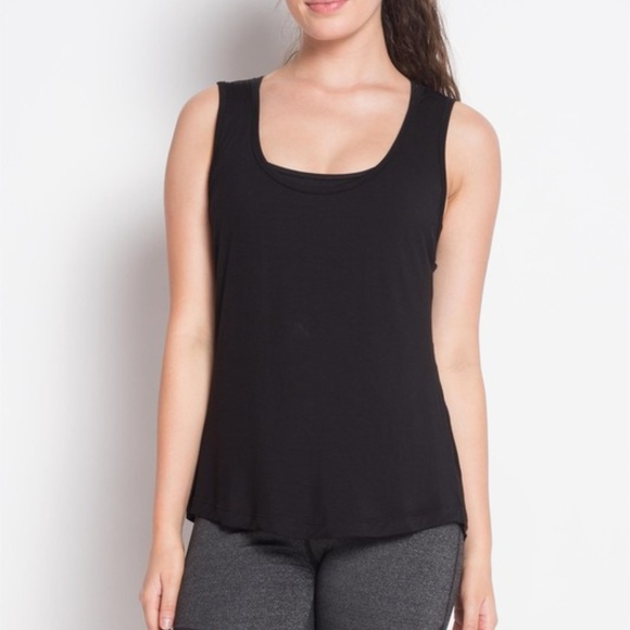 Strappy Yoga Tank Top or Workout Top Black - Picture 2 of 2
